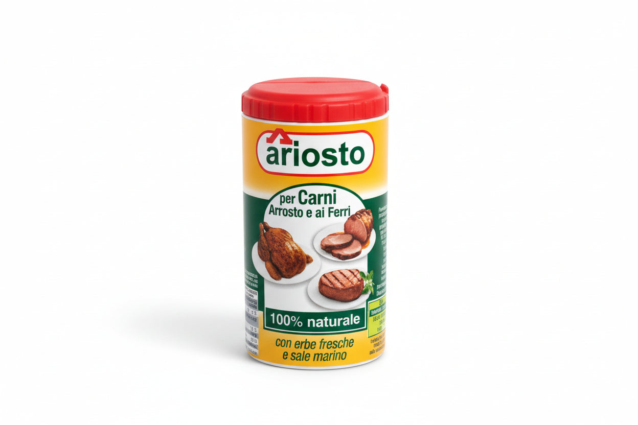 Barattolo di insaporitore Ariosto classico per carni ai ferri, arrosti e cotture al forno.
