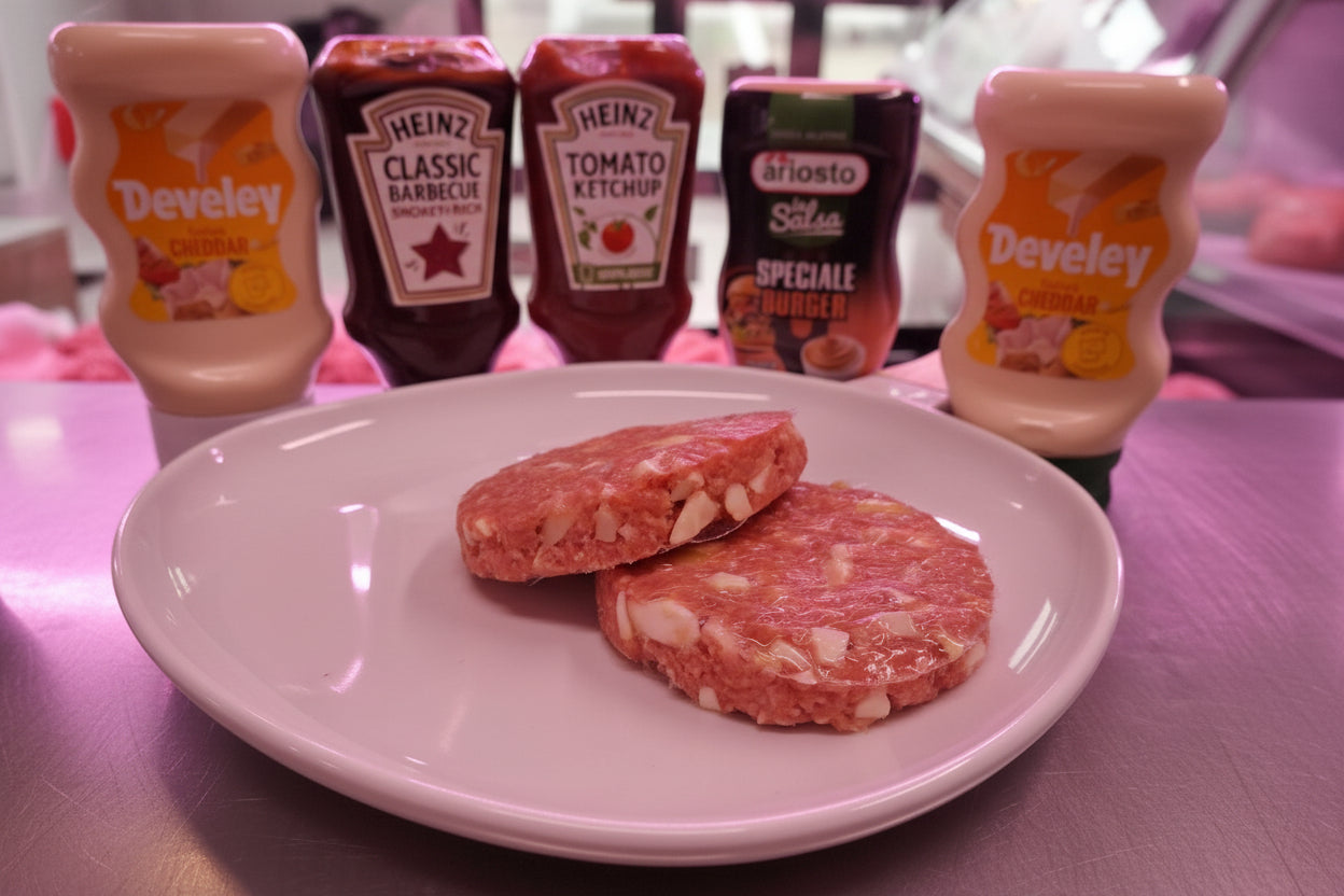 Hamburger cheeseburger artigianale con cuore di formaggio Carnicamassa