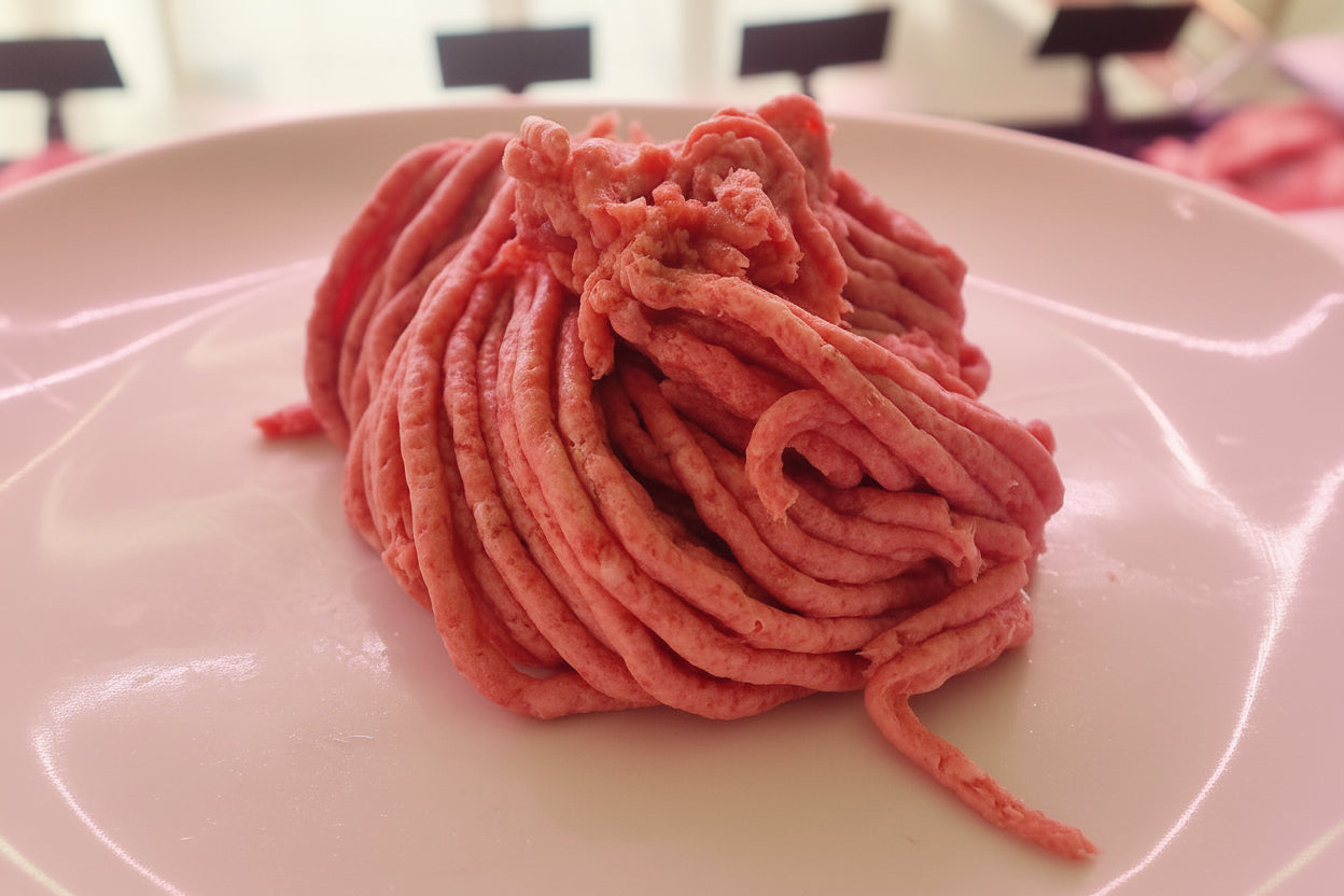 Carne tritata mista di bovino e suino di prima scelta per preparazioni culinarie.