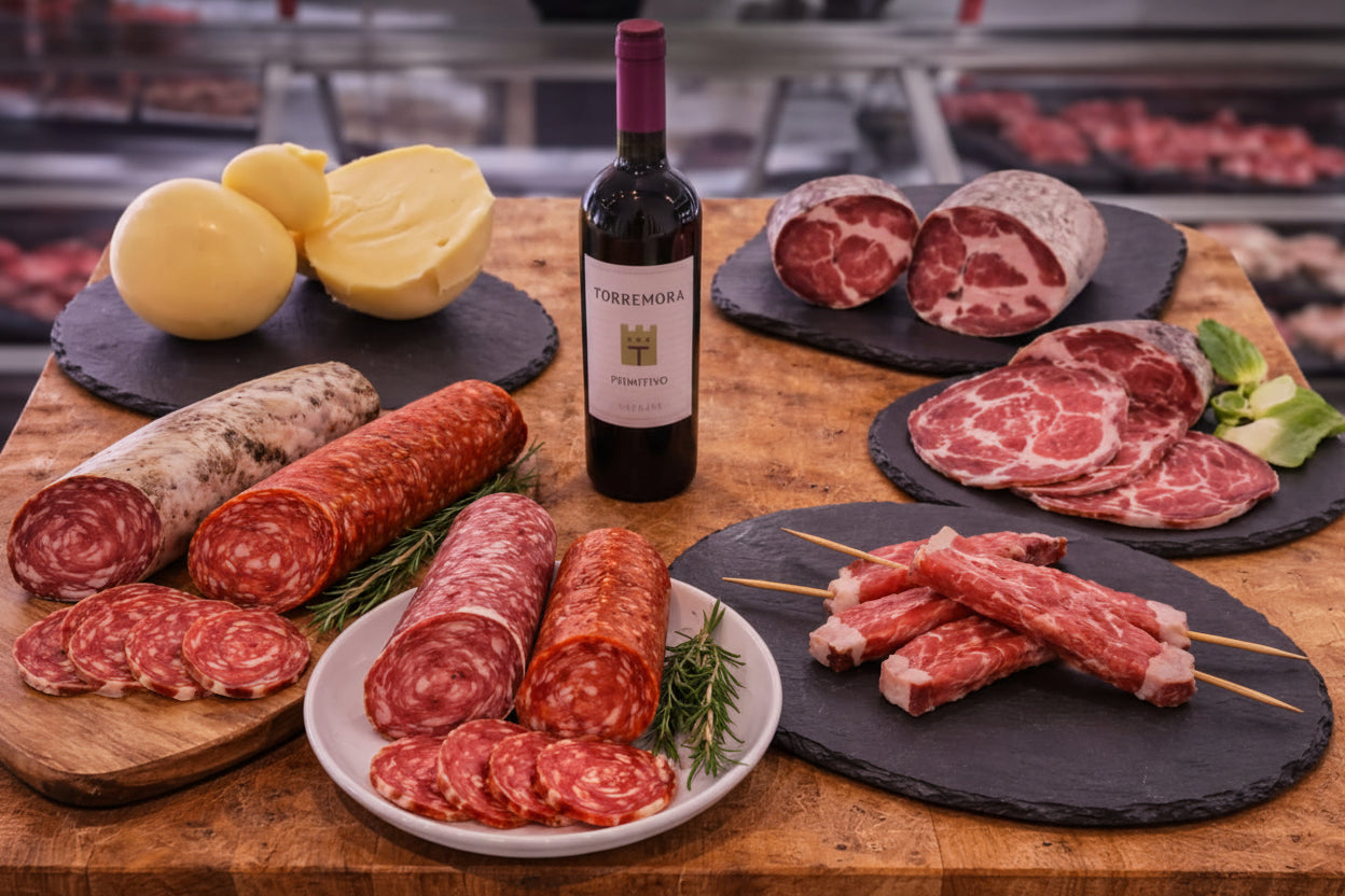 ​Box aperitivo pugliese Carnicamassa con capocollo di Martina Franca e caciocavallo